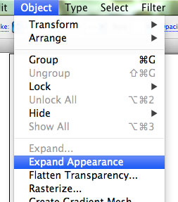 expand appearance menu Illustators expand appearance menu