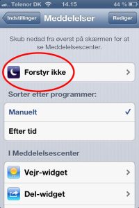 Forstyr ikke Forstyr ikke funktionen i iOS 6